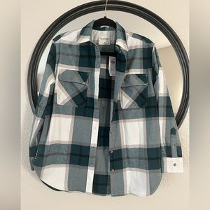 Abercrombie Soft Forest Green Plaid Oversized Flannel